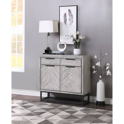 Somette Aspen Court II Herringbone White Rub Two Door Cabinet - 41"L x 15"W x 38.5"H