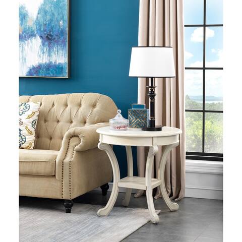 Somette Cape Cod Cream Round Accent Table - 26"L x 26"W x 26"H