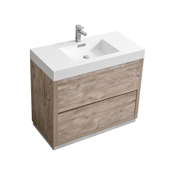 Bliss 40" Nature Wood Floor Mount Modern Bathroom Vanity