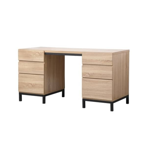 Shop Emory Industrial Double Cabinet Desk In Mango Wood Free