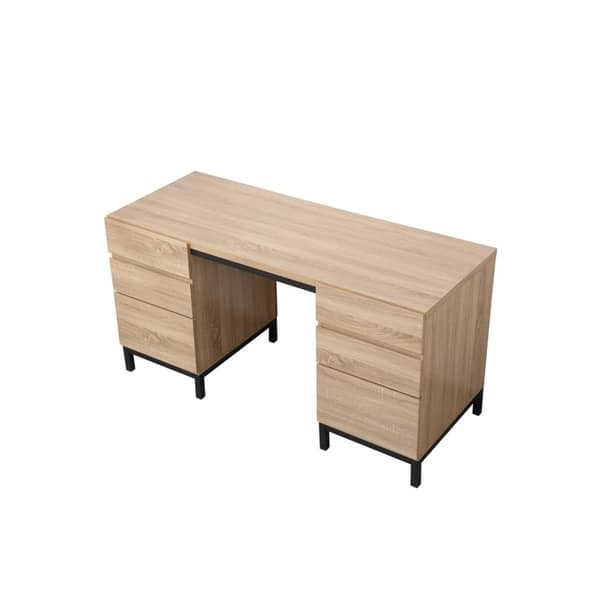 Shop Emory Industrial Double Cabinet Desk In Mango Wood Free