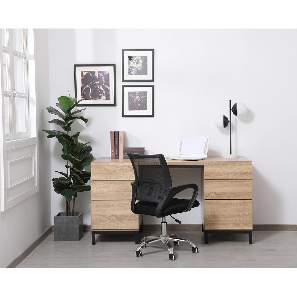 Shop Emory Industrial Double Cabinet Desk In Mango Wood Free