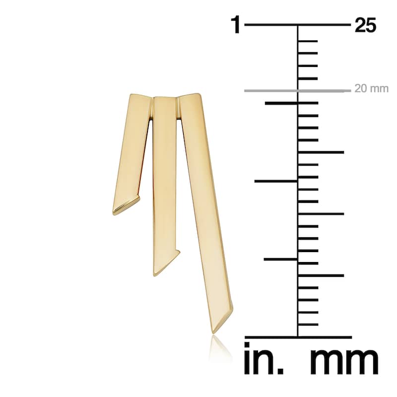 10k Yellow Gold Graduated Triple Bar Earrings Minimalist Jewelry