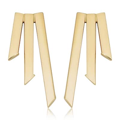 10k Yellow Gold Graduated Triple Bar Earrings Minimalist Jewelry