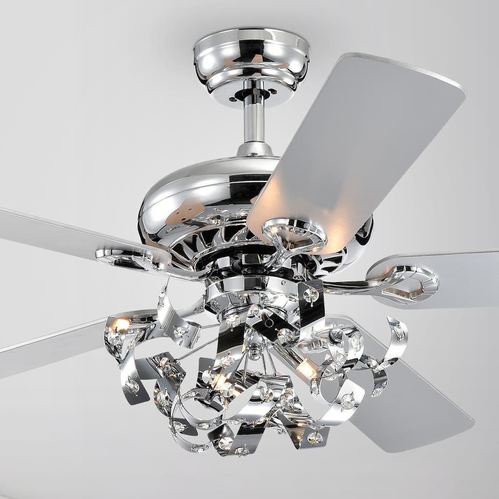 Maree Chrome 52-Inch 5-Blade Lighted Ceiling Fan (Includes Remote)