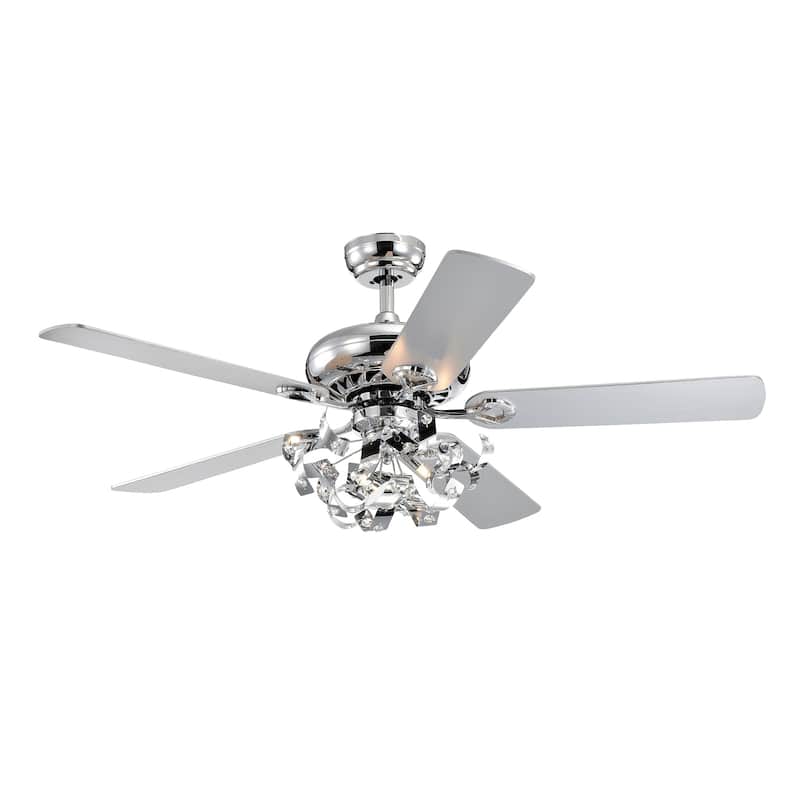 Maree Chrome 52-Inch 5-Blade Lighted Ceiling Fan (Includes Remote)