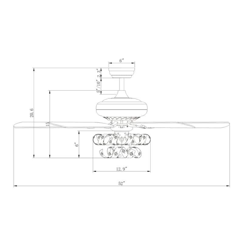 Maree Chrome 52-Inch 5-Blade Lighted Ceiling Fan (Includes Remote)