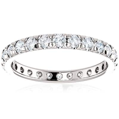 Pompeii3 14k White Gold 1Ct TDW Diamond Eternity Wedding Ring Lab Grown (G-H/VS1-VS2)