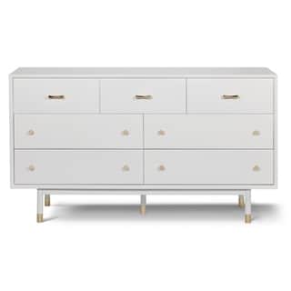Strick and Bolton  Knisley White/ Gold Rubberwood Dresser