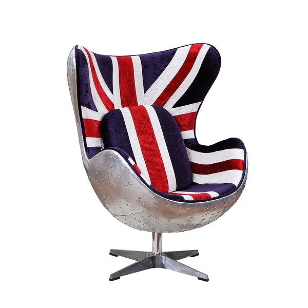Union Jack Swivel Balloon Chair with Aluminum Patchwork