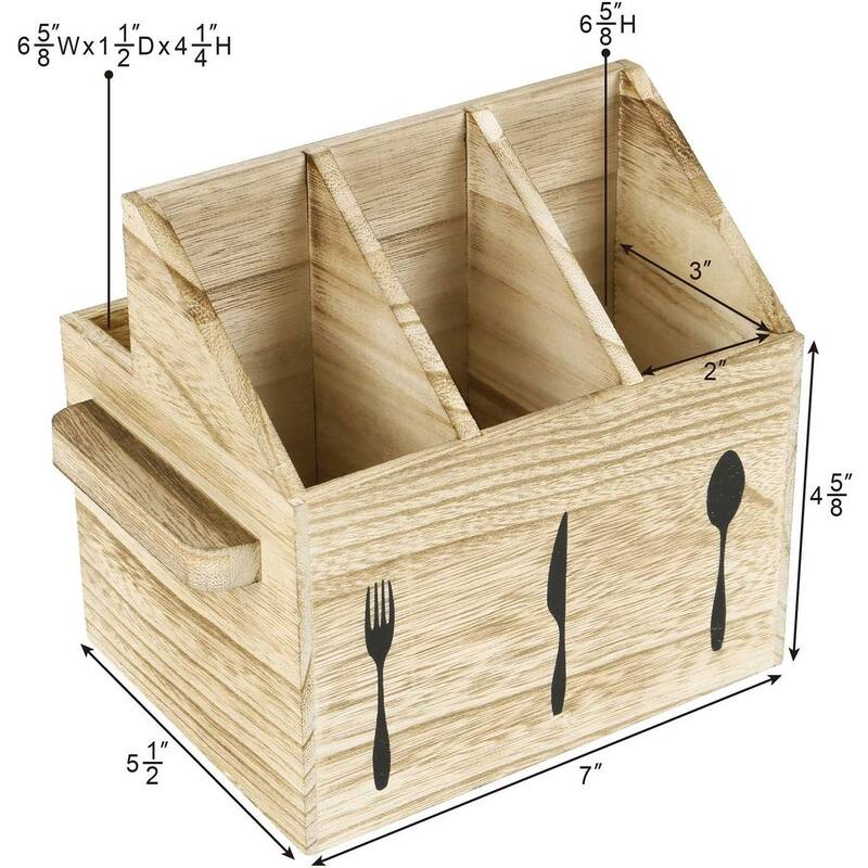 Wooden Sliverware Holder Flatware Utensil Caddy with Handles - oak
