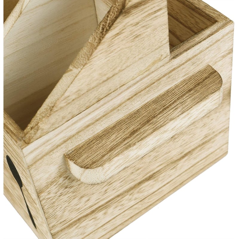 Wooden Sliverware Holder Flatware Utensil Caddy with Handles - oak