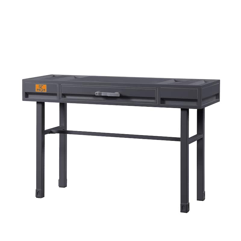 Industrial Style Metal and Wood 1 Drawer Vanity Desk, Gray