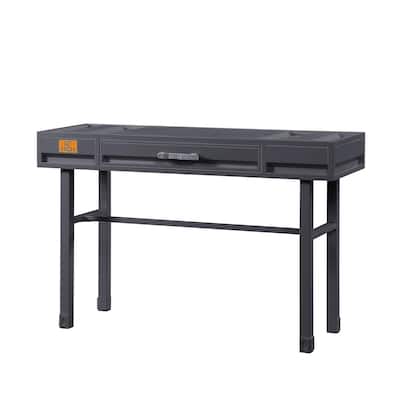 Industrial Style Metal and Wood 1 Drawer Vanity Desk, Gray