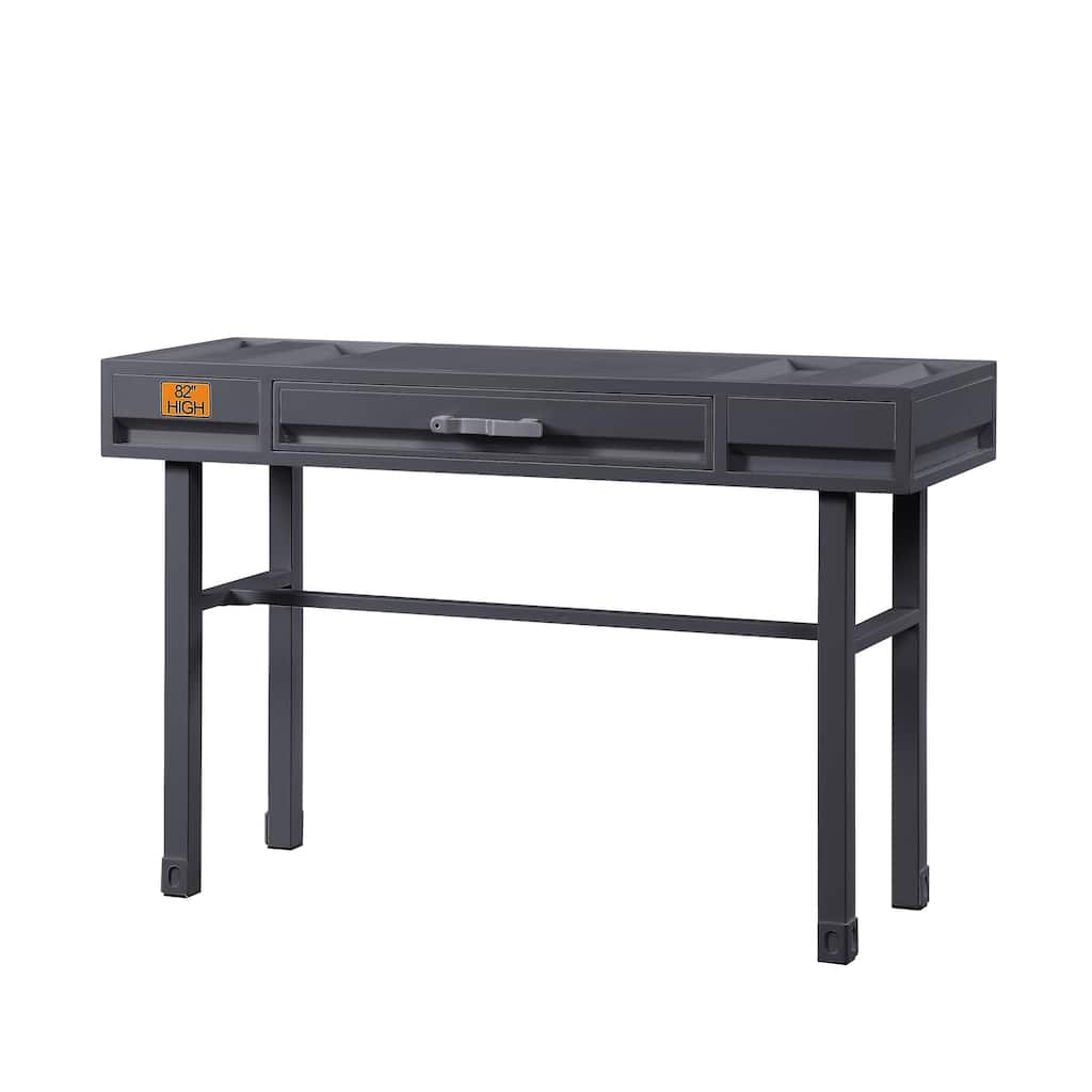 Industrial Style Metal and Wood 1 Drawer Vanity Desk, Gray