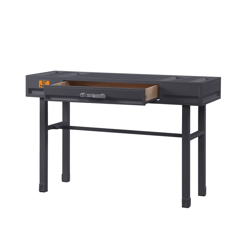 Industrial Style Metal and Wood 1 Drawer Vanity Desk, Gray