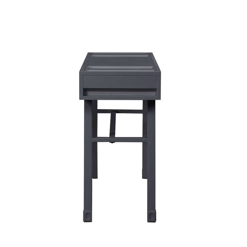 Industrial Style Metal and Wood 1 Drawer Vanity Desk, Gray