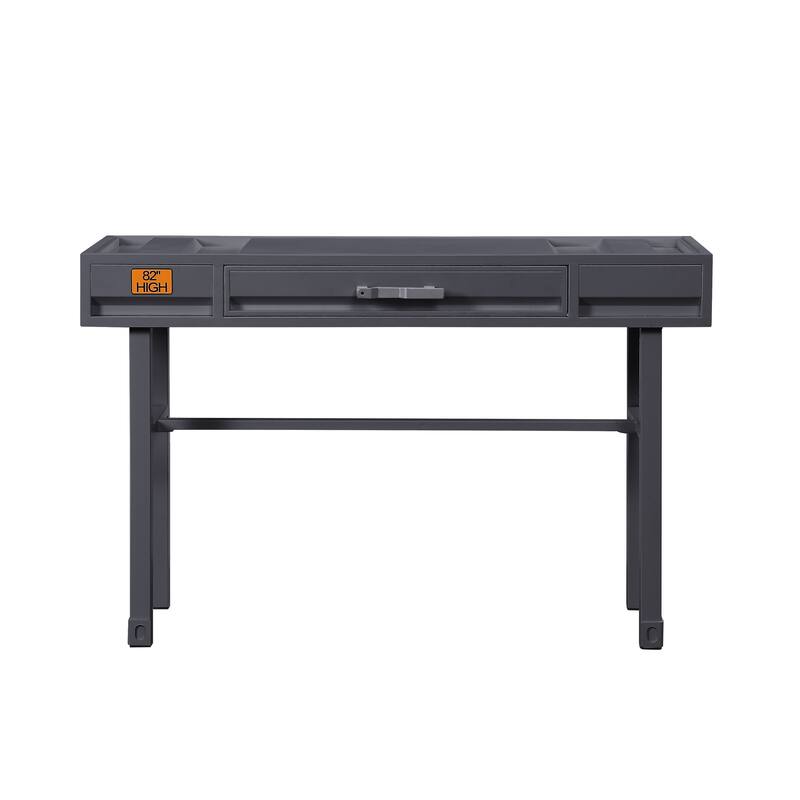 Industrial Style Metal and Wood 1 Drawer Vanity Desk, Gray