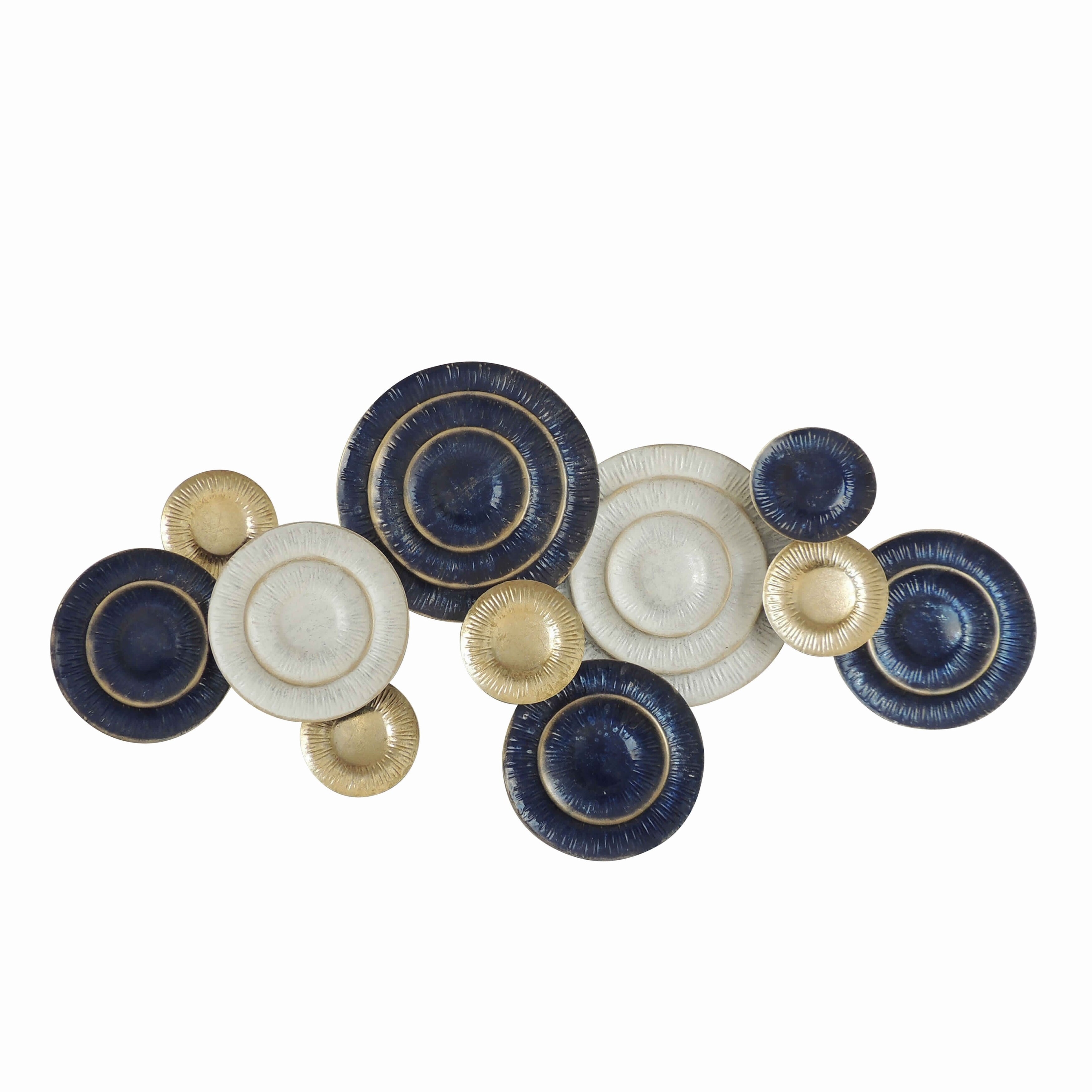 Shop Round Metal Disc Wall Decor With Ribbed Details Multicolor