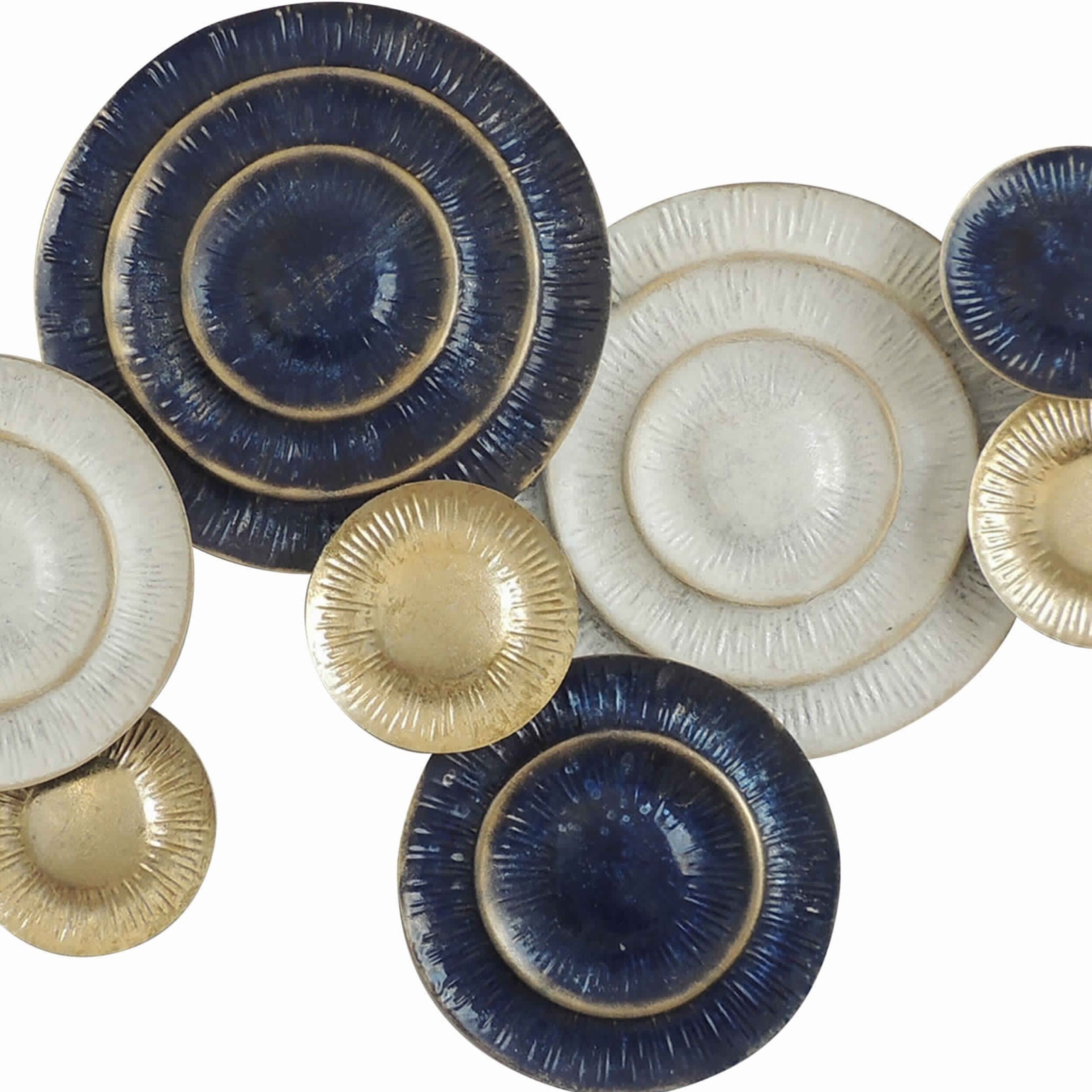 Shop Round Metal Disc Wall Decor With Ribbed Details Multicolor