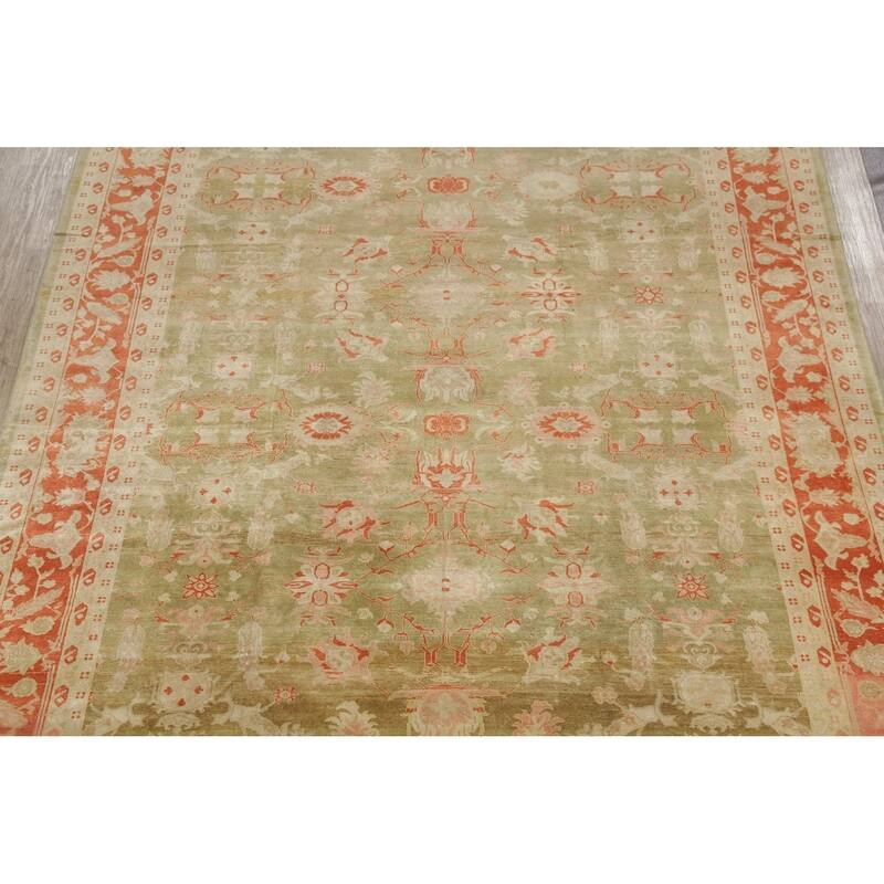 Vintage Style Geometric Oushak Oriental Area Rug Wool Hand-Knotted - 11'2" x 14'1"