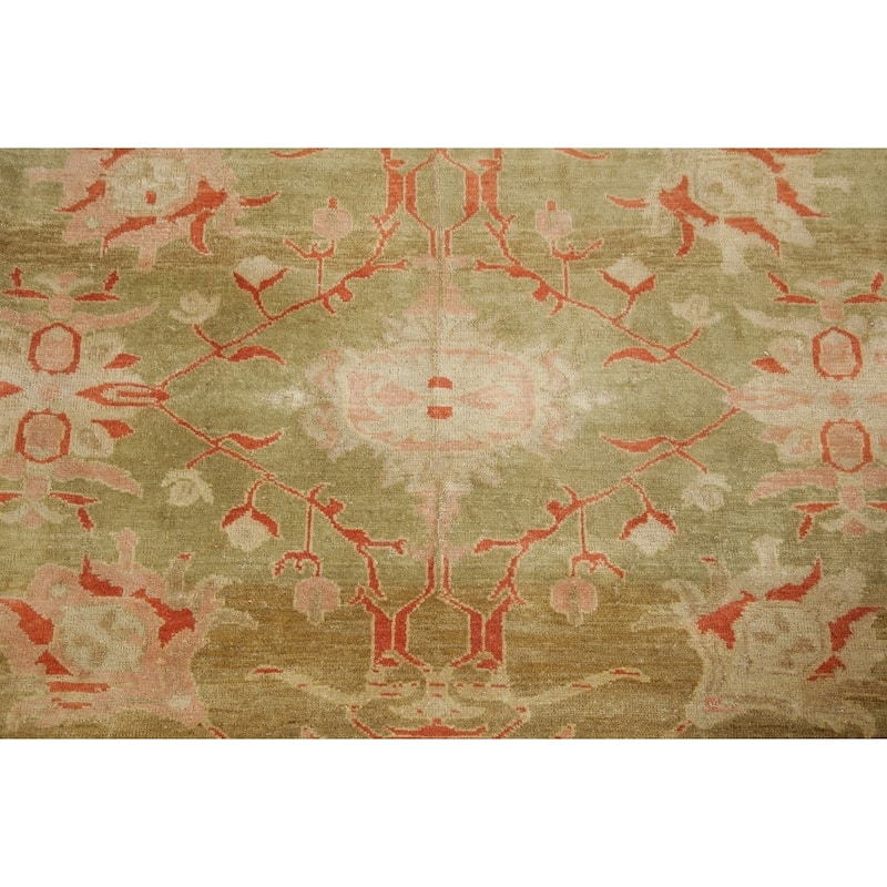 Vintage Style Geometric Oushak Oriental Area Rug Wool Hand-Knotted - 11'2" x 14'1"