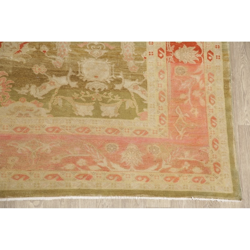 Vintage Style Geometric Oushak Oriental Area Rug Wool Hand-Knotted - 11'2" x 14'1"