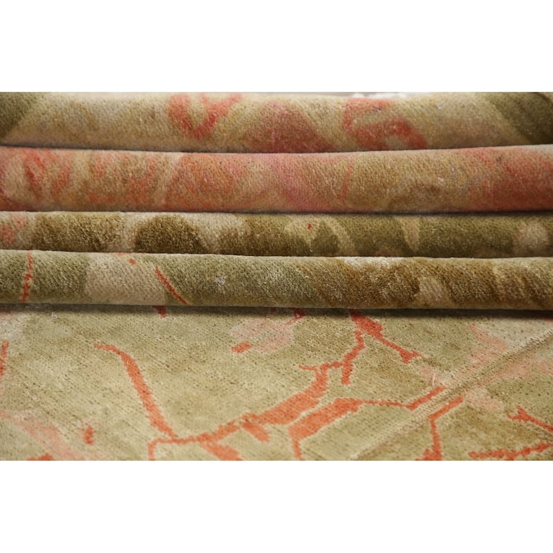 Vintage Style Geometric Oushak Oriental Area Rug Wool Hand-Knotted - 11'2" x 14'1"