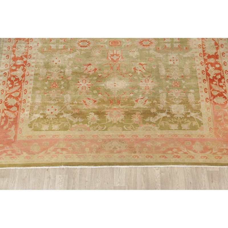 Vintage Style Geometric Oushak Oriental Area Rug Wool Hand-Knotted - 11'2" x 14'1"