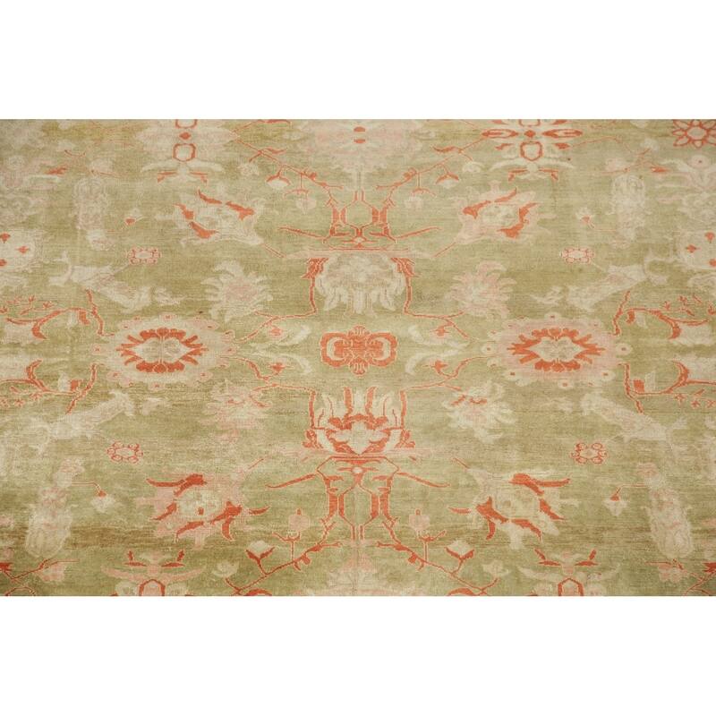 Vintage Style Geometric Oushak Oriental Area Rug Wool Hand-Knotted - 11'2" x 14'1"