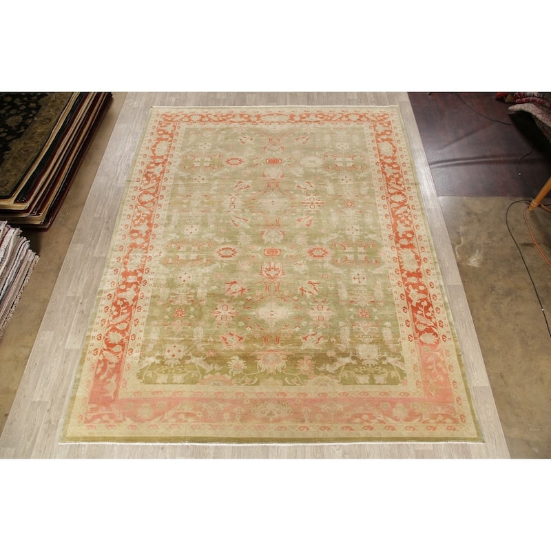 Vintage Style Geometric Oushak Oriental Area Rug Wool Hand-Knotted - 11'2" x 14'1"