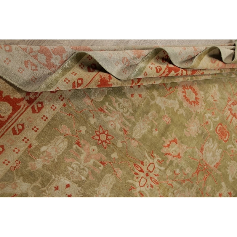 Vintage Style Geometric Oushak Oriental Area Rug Wool Hand-Knotted - 11'2" x 14'1"