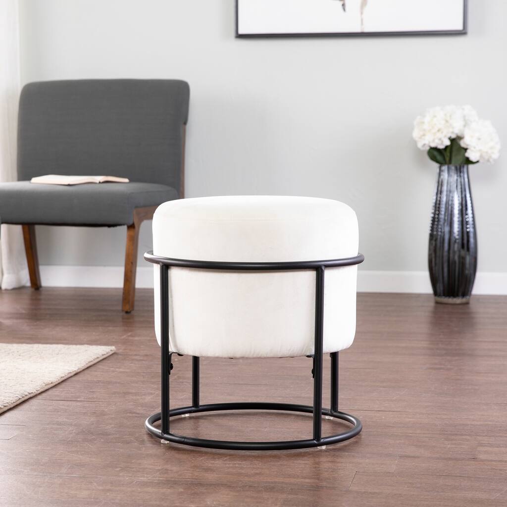 SEI Furniture Uplynn Round Velvet Upholstered Ottoman