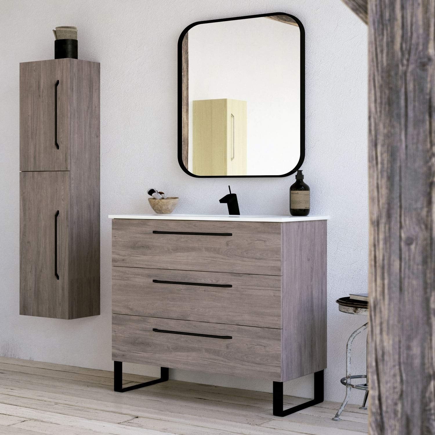 Shop Modern Bathroom Vanity Cabinet Set Dakota Chicago Grey Oak