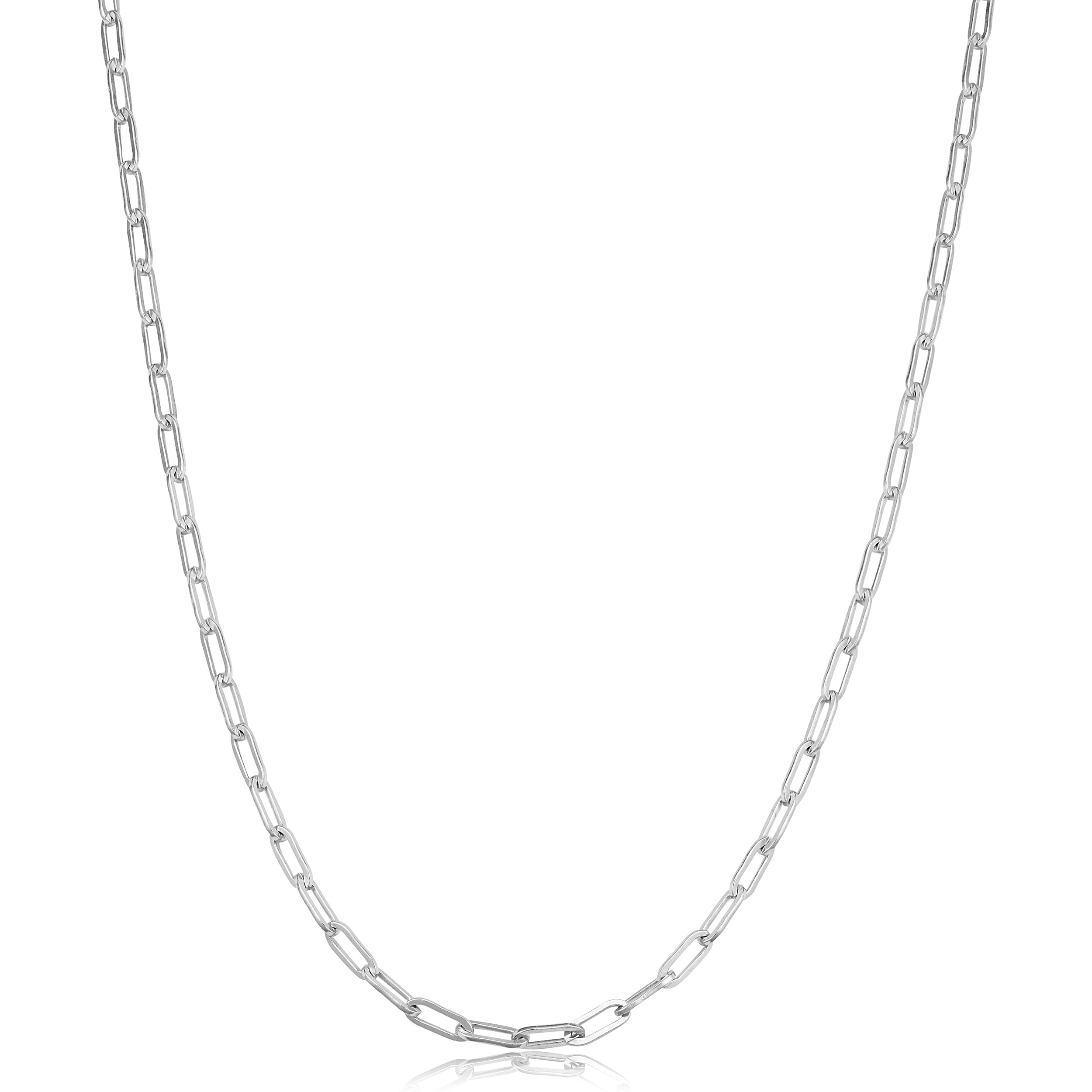 Au Naturale Rhodium Plated Sterling Silver 2.3 millimeter Papaerclip Link Chain Necklace
