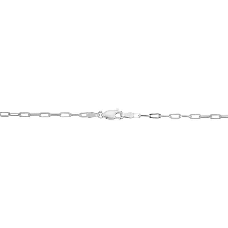 Rhodium Plated Sterling Silver 2.3 millimeter Papaerclip Link Chain Necklace
