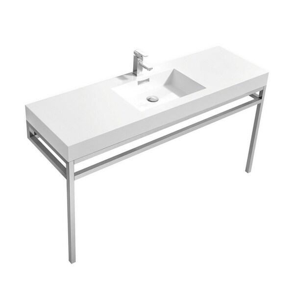 Haus 60" Single Sink Stainless Steel Console w/ White Acrylic Sink - Chrome