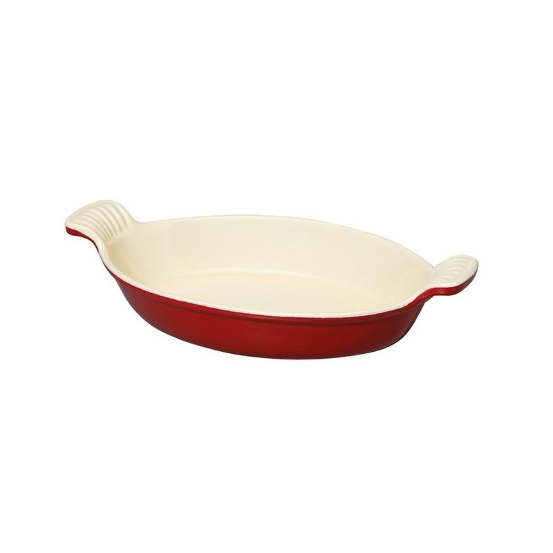 Chasseur French Enameled Cast Iron 11-inch Oval Casserole, Red