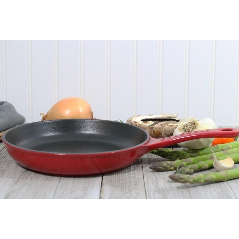 Chasseur Cast Iron Fry Pan with Cast Iron Handle, 10.5-inch, Red