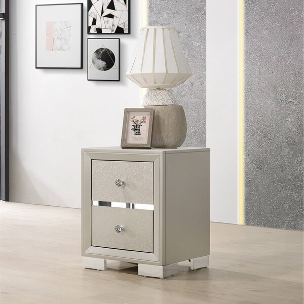 Shop Best Quality Furniture Silver Champagne Nightstand w ...