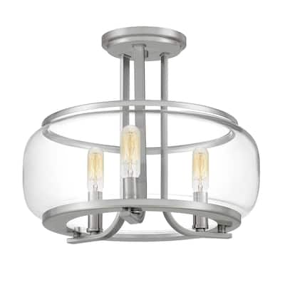 Quoizel Pruitt Clear Glass 3-light Semi-flush Mount