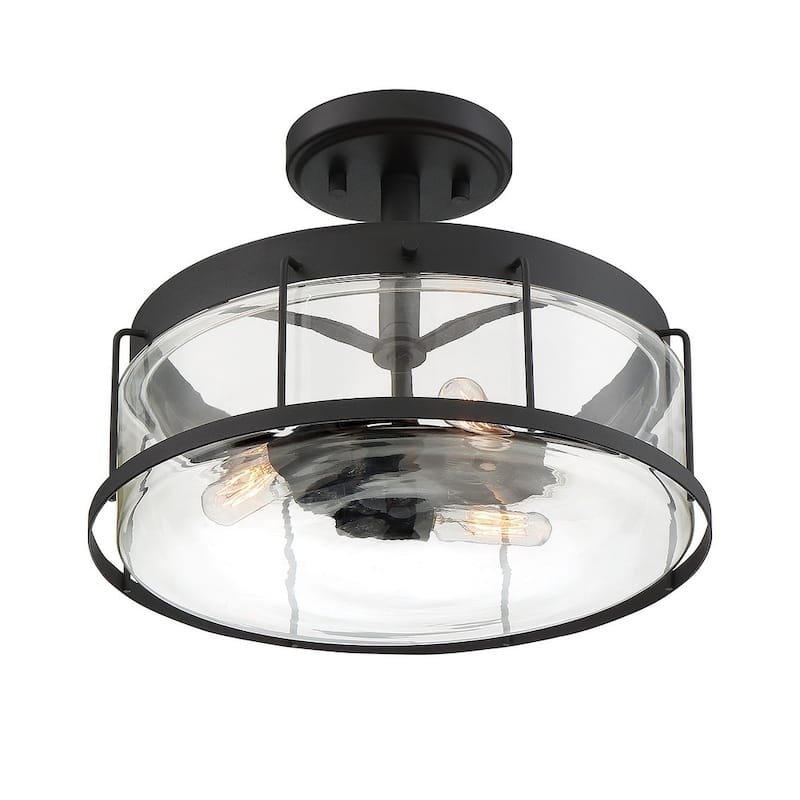 Carbon Loft Cranston Black 3-light Semi-flush Mount
