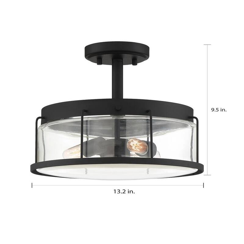 Carbon Loft Cranston Black 3-light Semi-flush Mount