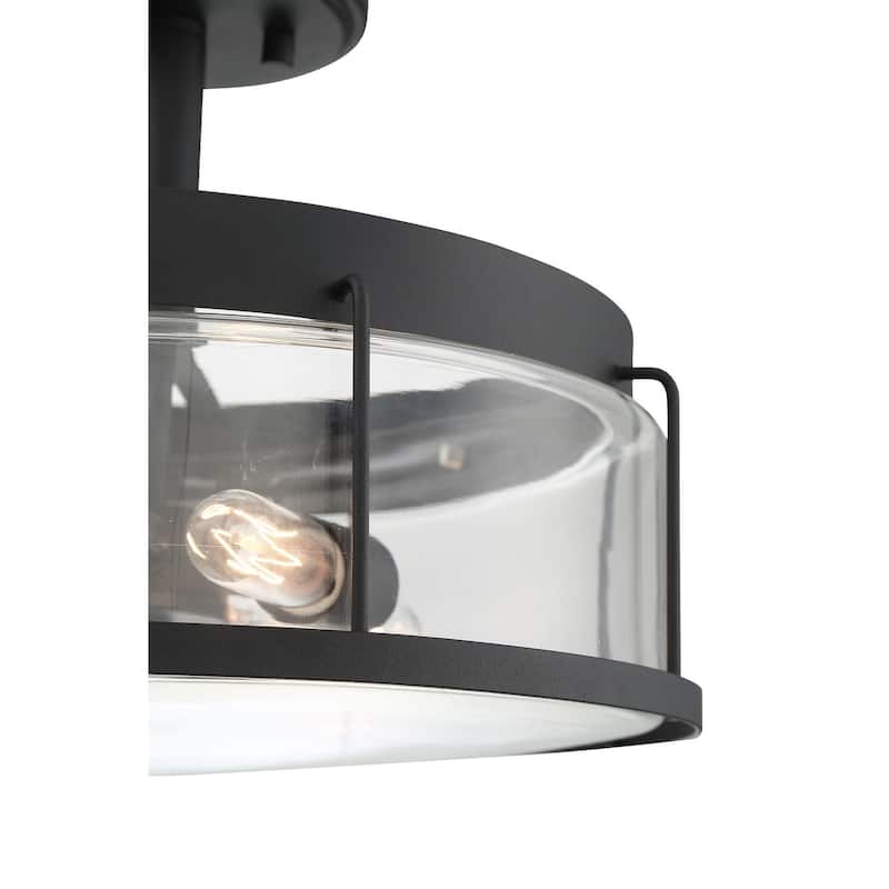 Carbon Loft Cranston Black 3-light Semi-flush Mount