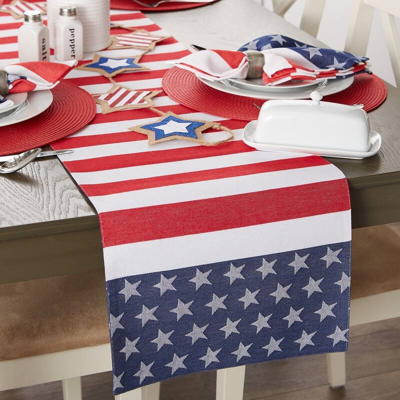 DII Stars & Stripes Kitchen Textiles, 14x72", Stars & Stripes, 1 Piece - 14"x72"