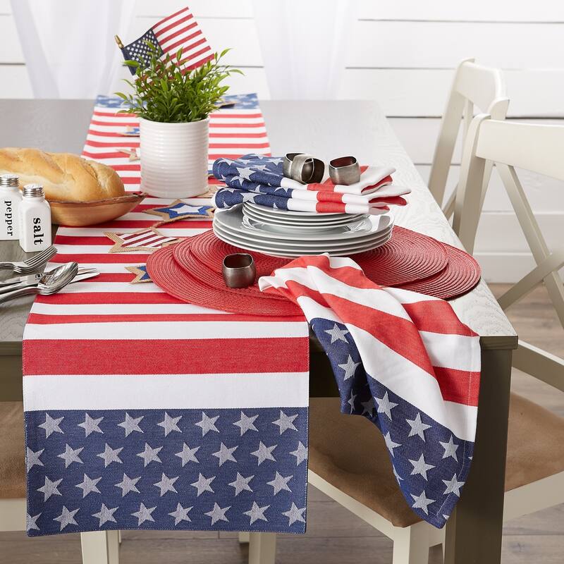 DII Stars & Stripes Kitchen Textiles, 14x72", Stars & Stripes, 1 Piece - 14"x72"