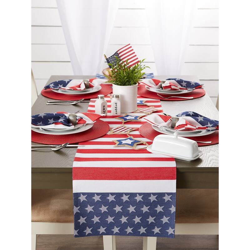 DII Stars & Stripes Kitchen Textiles, 14x72", Stars & Stripes, 1 Piece - 14"x72"