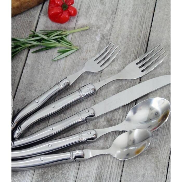 French Home Laguiole 20 Piece Stainless Steel Flatware Set, Service for 4, Stainless Steel Handles.