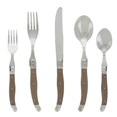 French Home Laguiole 20 Piece Stainless Steel Flatware Set, Service for 4, Faux Bronze.