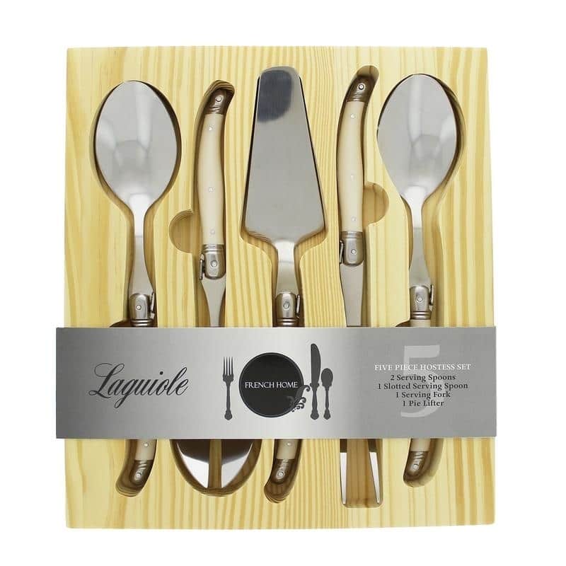 French Home 5 Piece Laguiole Hostess Set - Faux Ivory - N/A